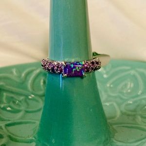Bomb Party - February Birthday 2024 - SZ 8, amethyst fire Opal/rhodium - NWT